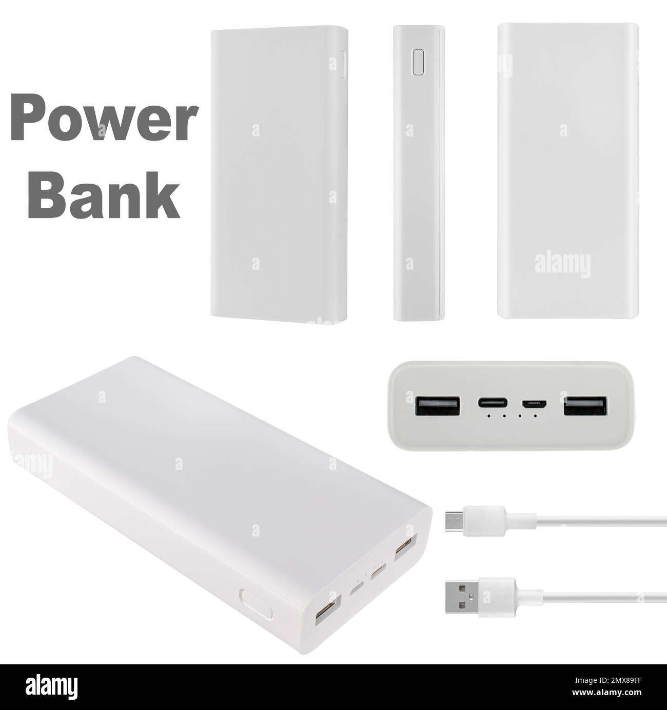 portable charger for phone, tablet, collage Stock Photo Alamy