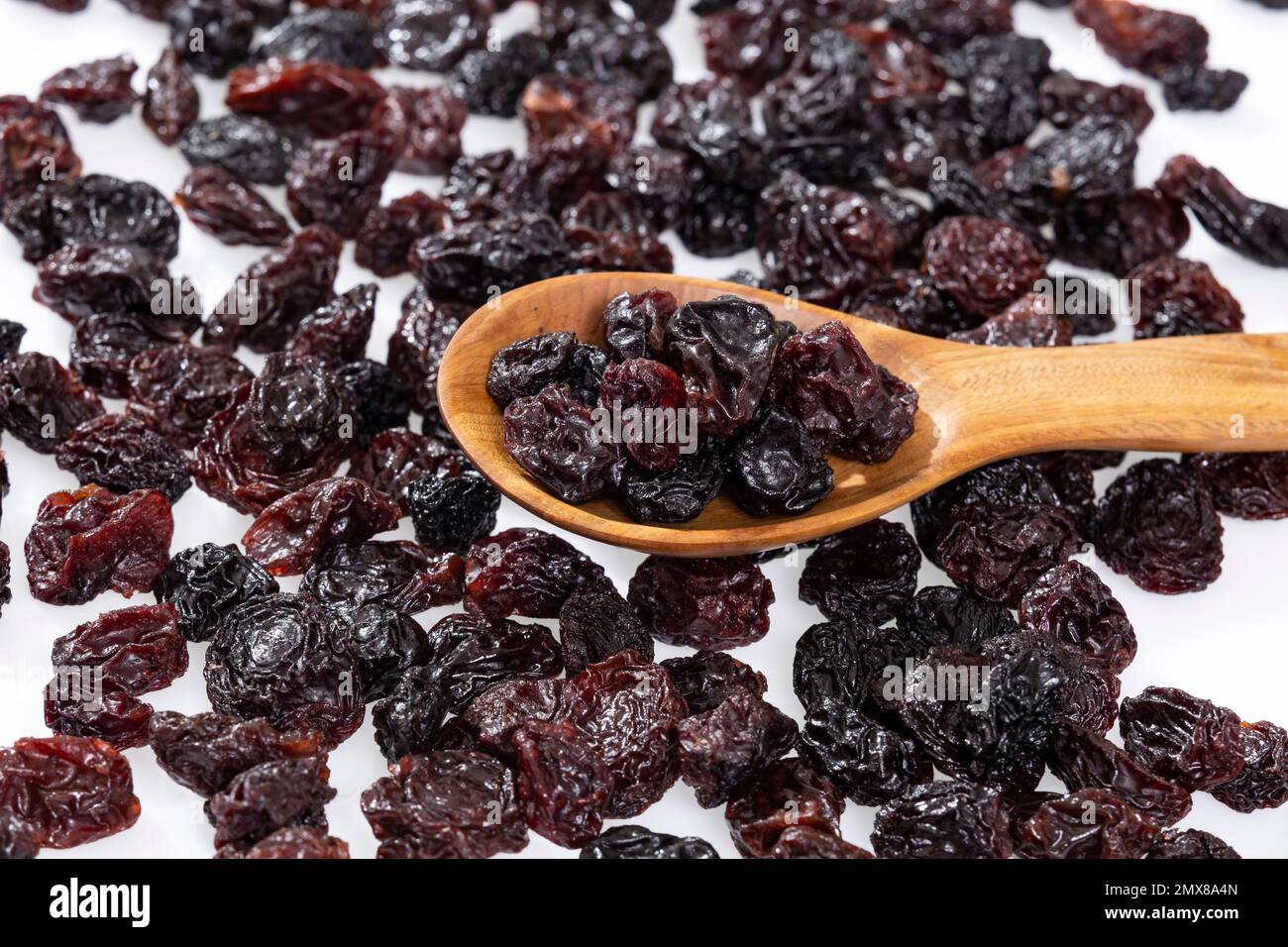 Healthy Food Nuts Dehydrated Grapes; Photo White Background Stock