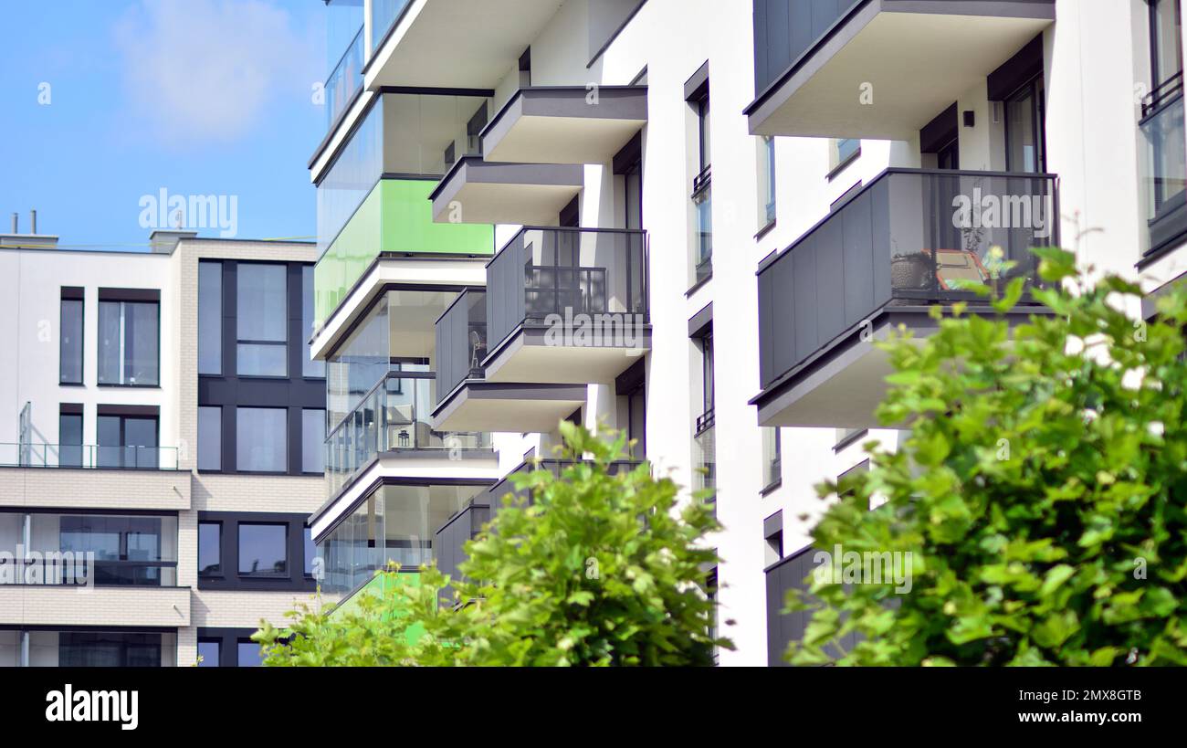 Picture of Modern residential building with new apartments in a green residential ...