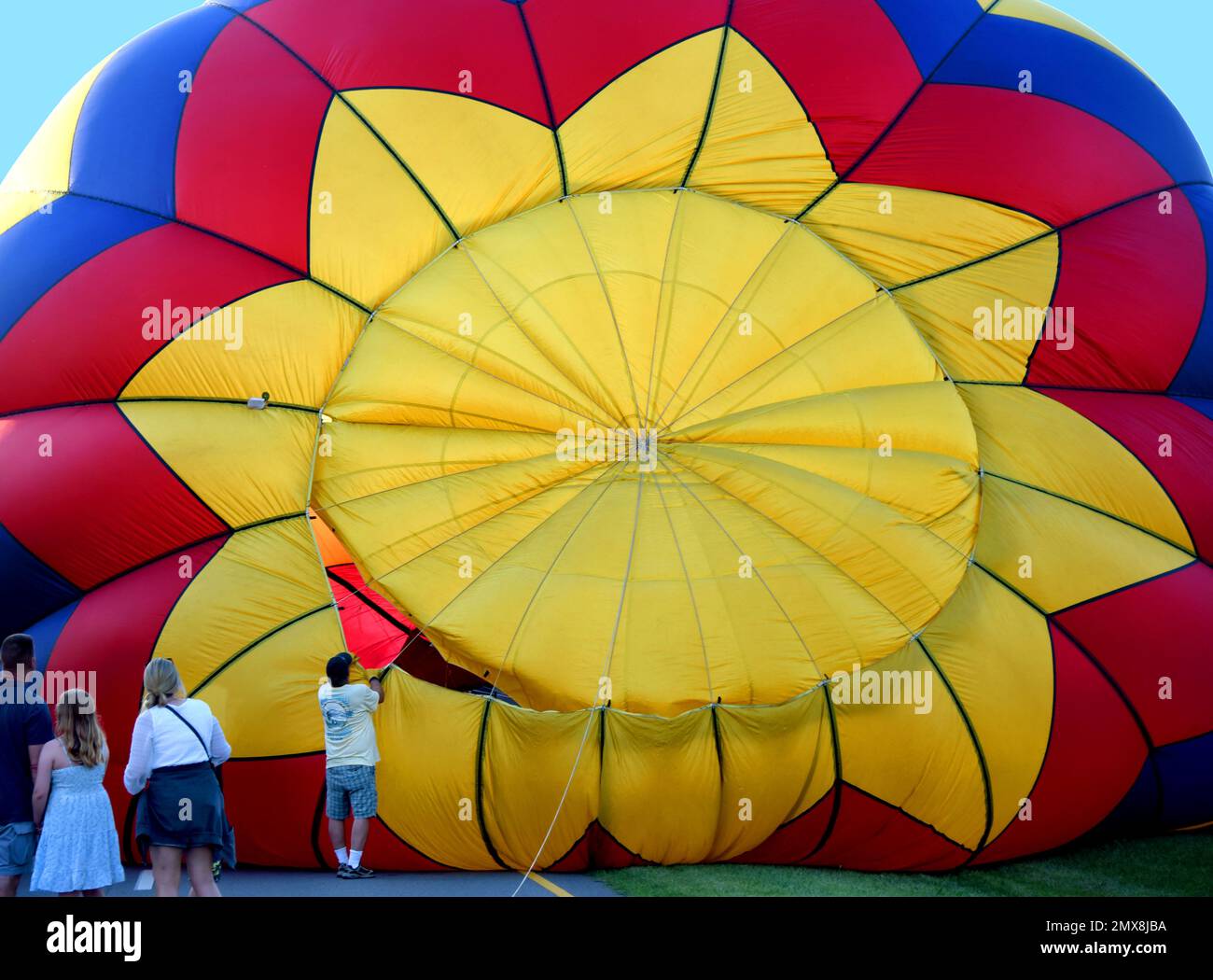 Hot Air Balloon expands and inflates as it is prepared for its flight