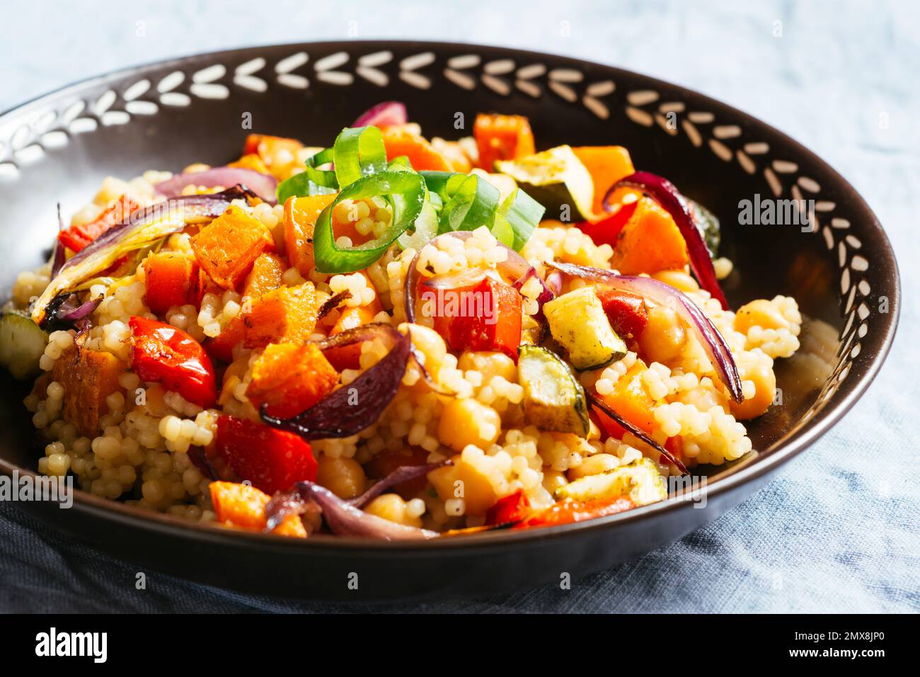 Moroccan Couscous with Roasted Vegetables and Chickpeas Stock Photo Alamy