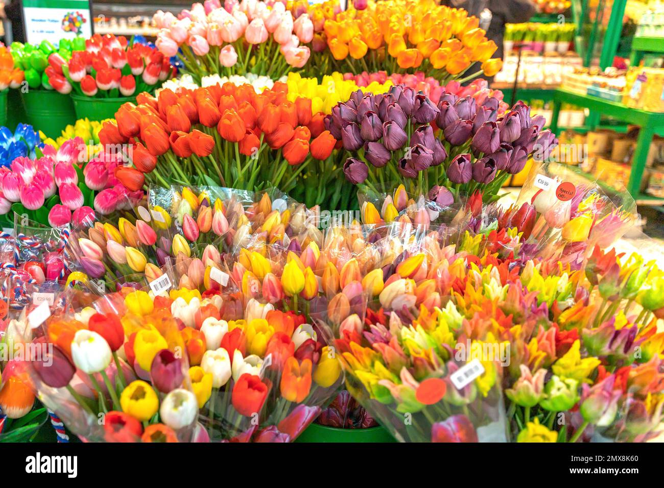 The flower shop in Amsterdam Airport Schiphol. Tulip is the symbol of