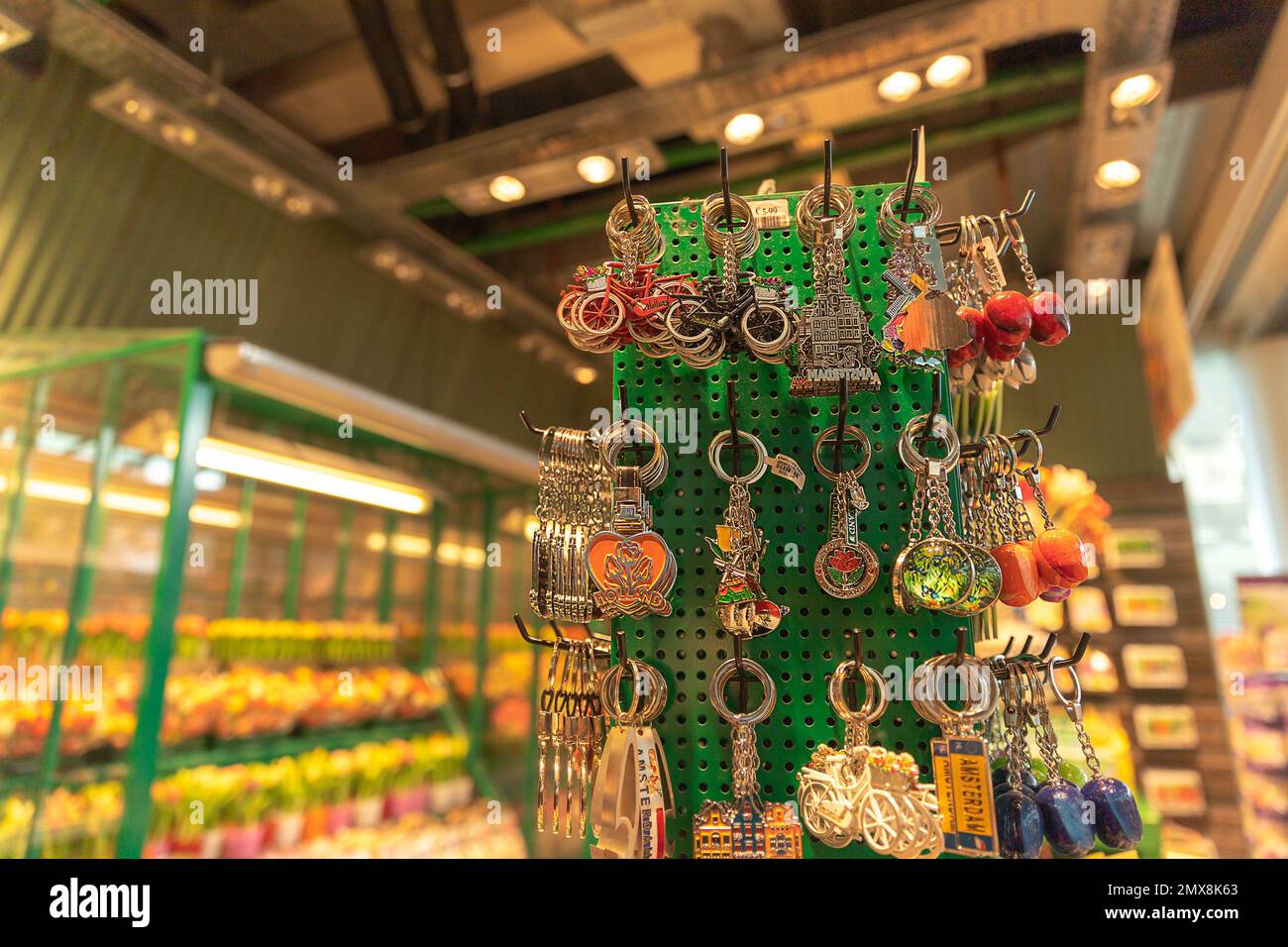 Souvenir shop in Amsterdam Airport Schiphol in Netherlands. Stock Photo
