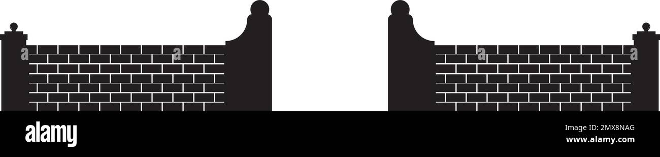 Fence icon flat. Black pictogram on white background. Vector illustration symbol Stock Vector