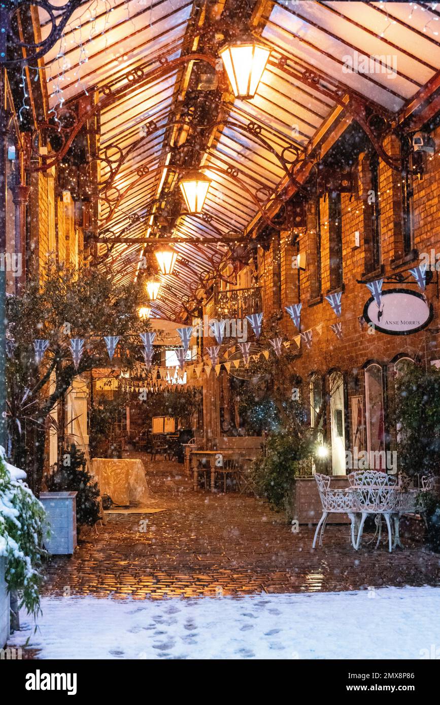 Getliffes yard in the snow - Leek Stock Photo