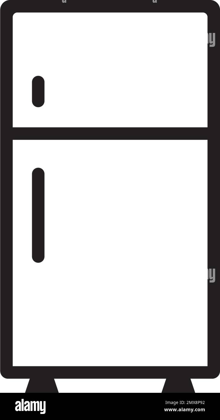 Refrigerator icon. Appliance vector icon. Refrigerator icon vector. Refrigerator thin line design. Vector image. Stock Vector