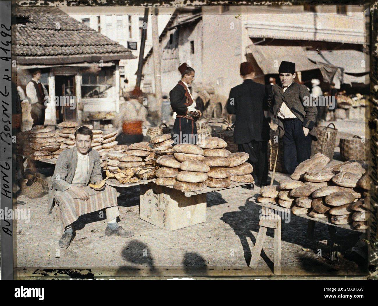 Sarajevo, Bosnia and Herzegovina Bread Merchant at the market , 1912
