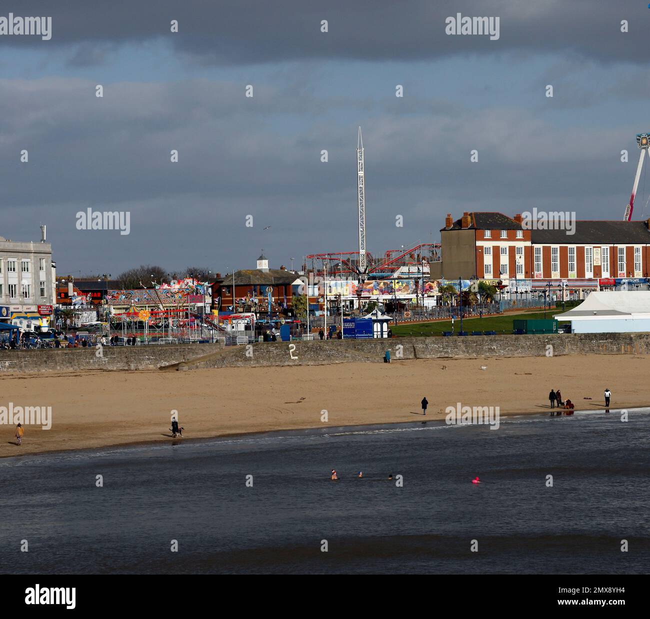 Winter cold water swimming, Whitmore Bay, Barry Island. January 2023