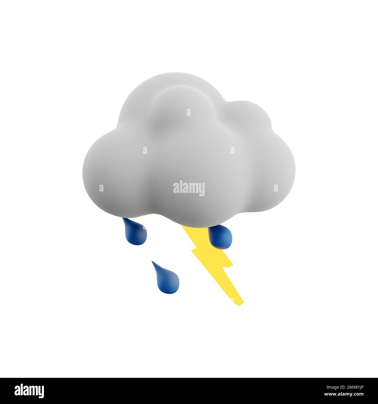 3d rendering rain with thunder and cloud icon. 3d render thunderstorm ...