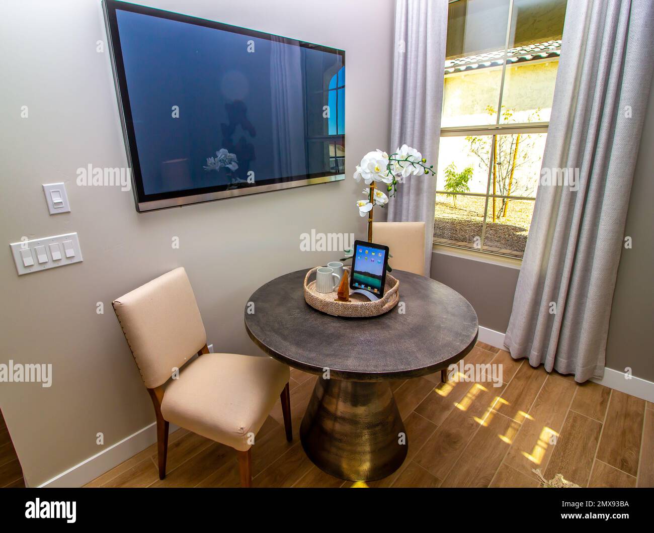 Small Round Table With Two Chairs Stock Photo - Alamy