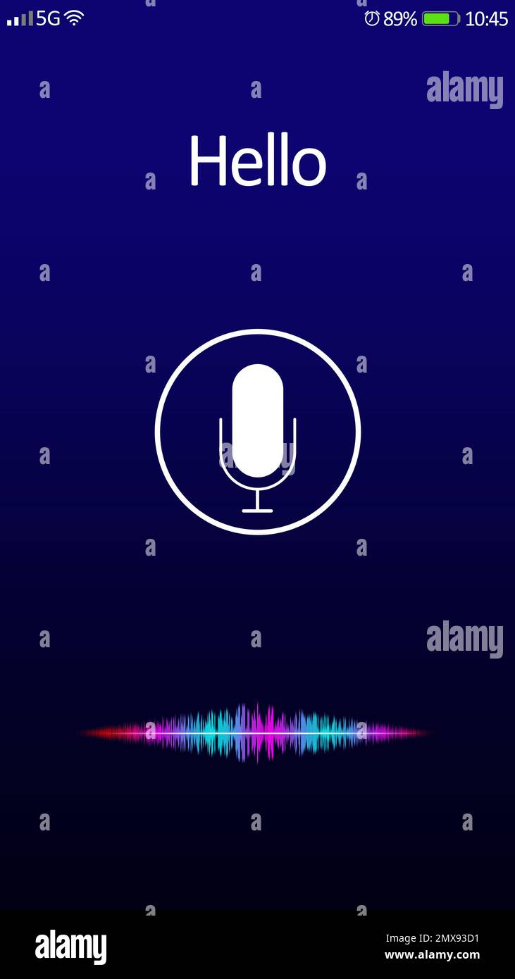 Smartphone display with activated voice search app Stock Photo