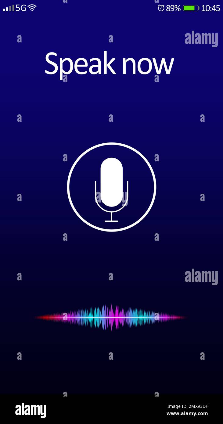 Smartphone display with activated voice search app Stock Photo