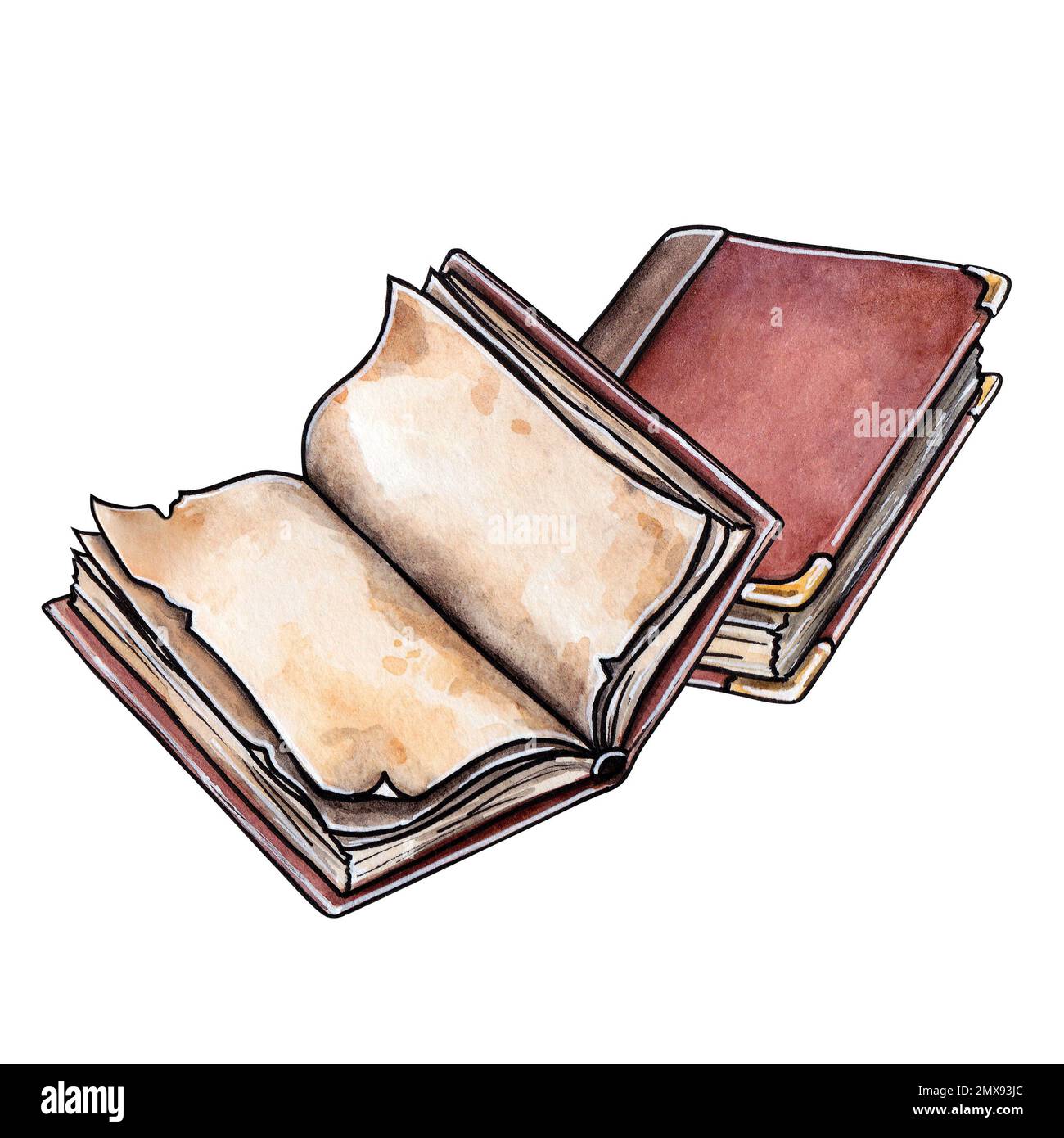 Old Books Watercolor Hand Drawn Illustration Isolated On White Background  Stock Illustration - Download Image Now - iStock