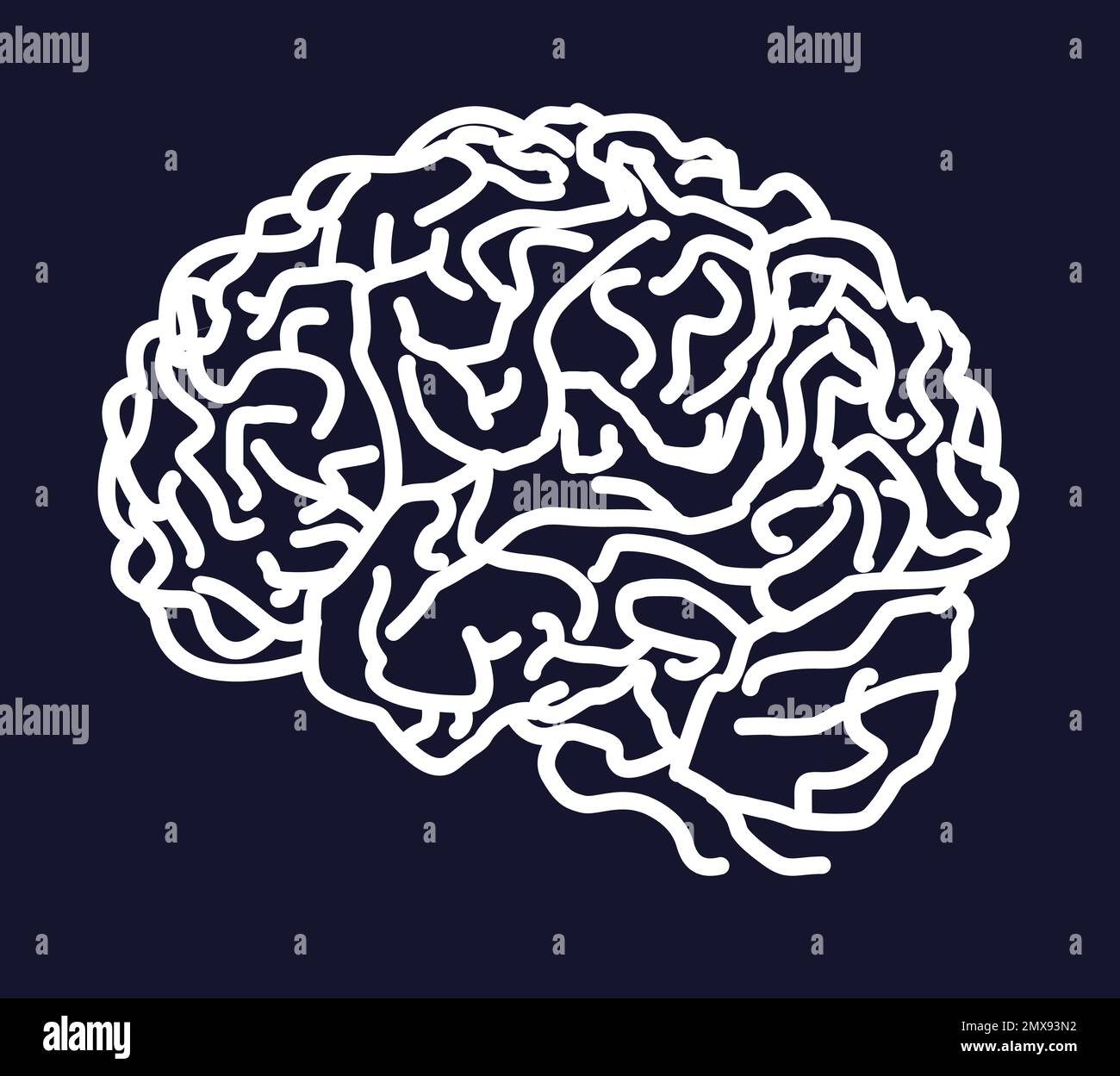 Illustration of human brain on dark blue background Stock Photo - Alamy