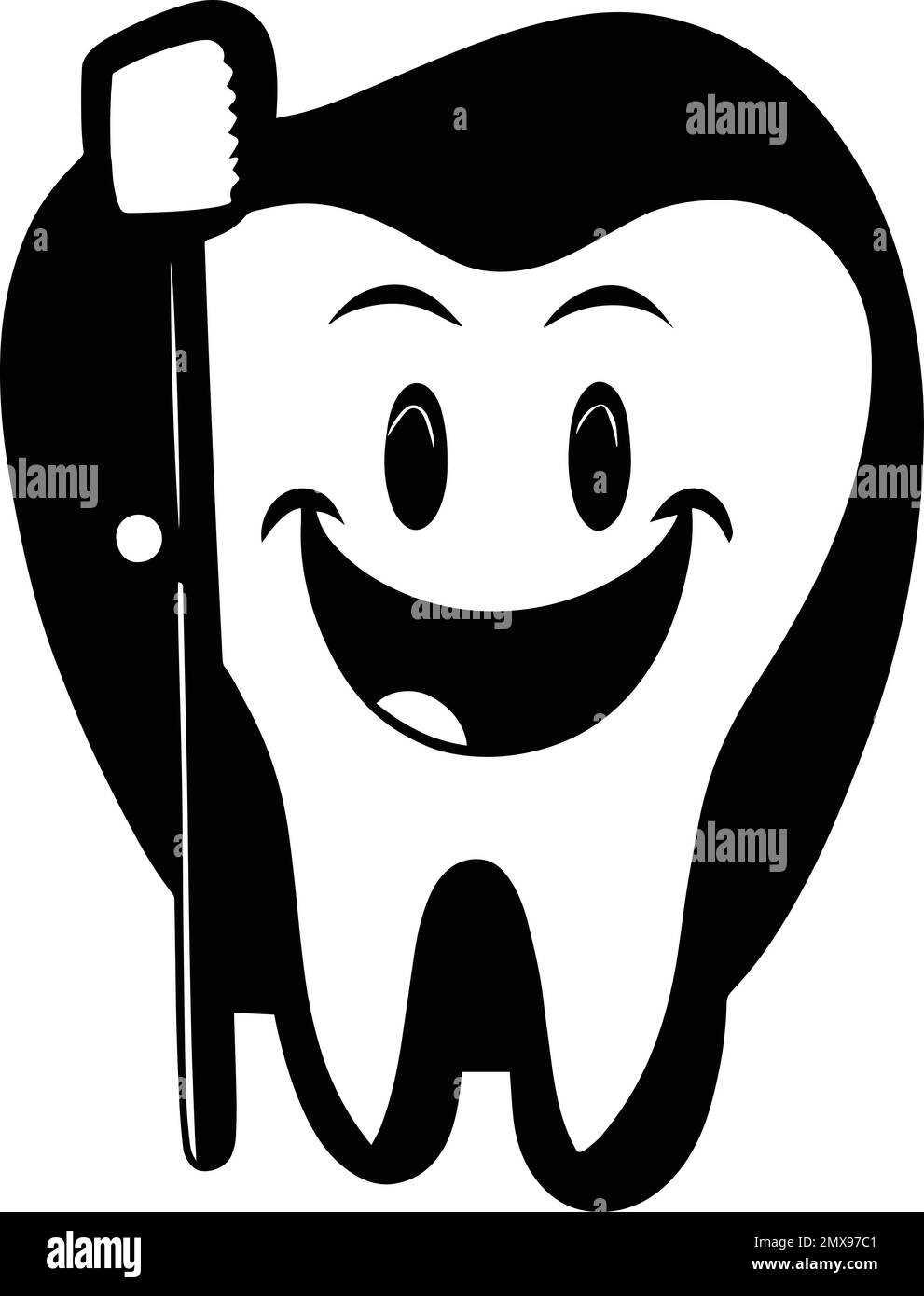 Smiling Tooth Holding A Toothbrush Logo Stock Vector Image & Art Alamy