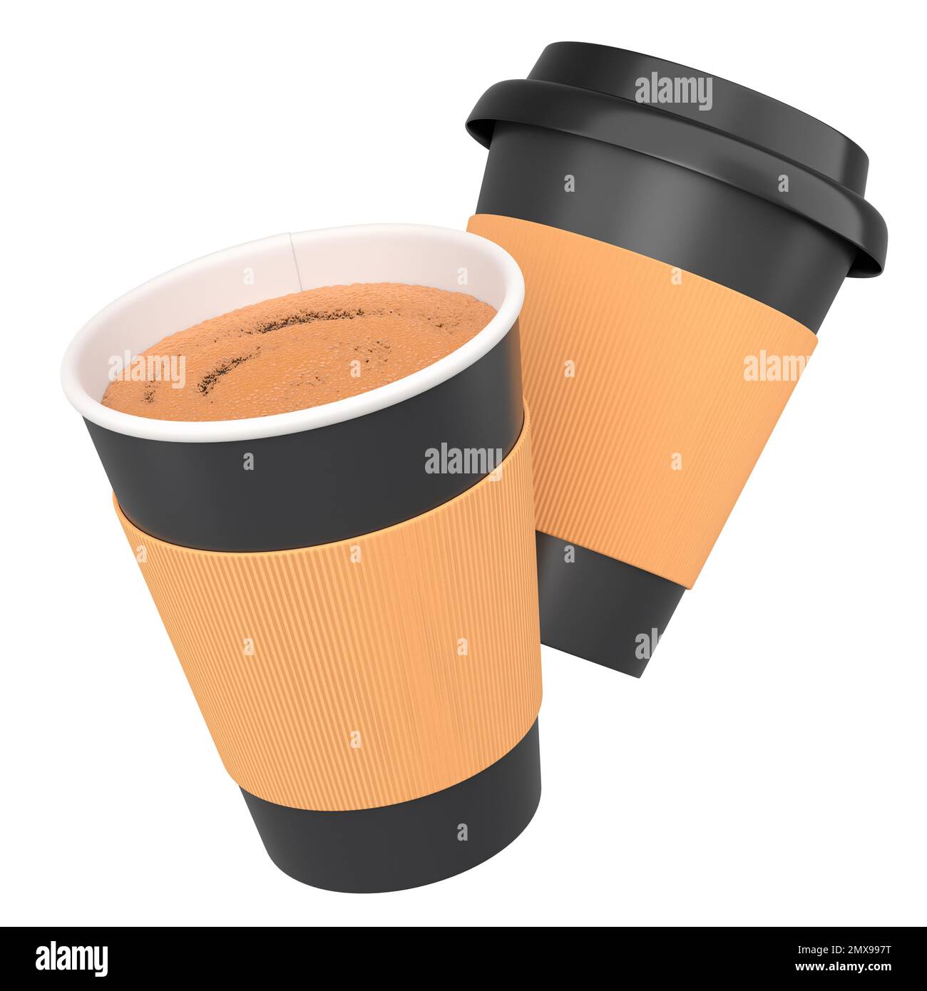 Set of paper coffee cup with cover for cappuccino, americano, espresso ...