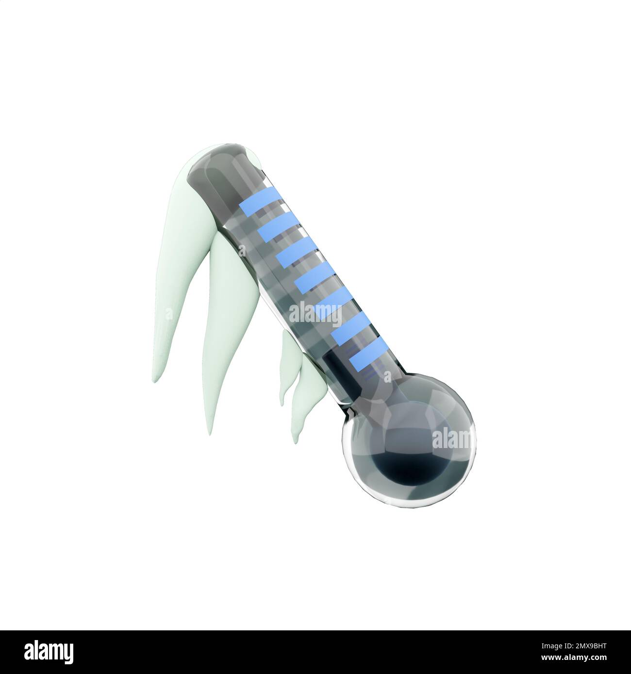 3d rendering low degree thermometer covered with snow icon. 3d render ...