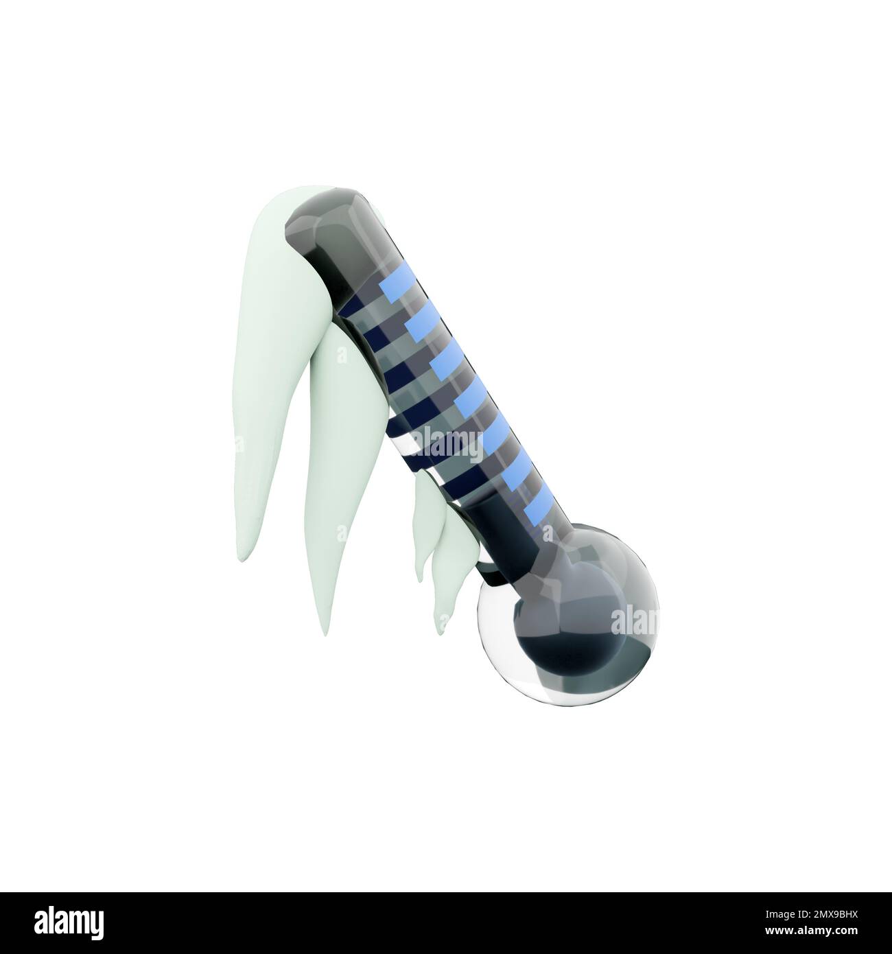 3d rendering low degree thermometer covered with snow icon. 3d render ...