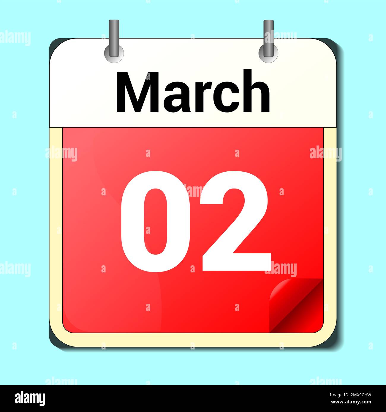 day on the calendar, image format, March 02 Stock Photo Alamy