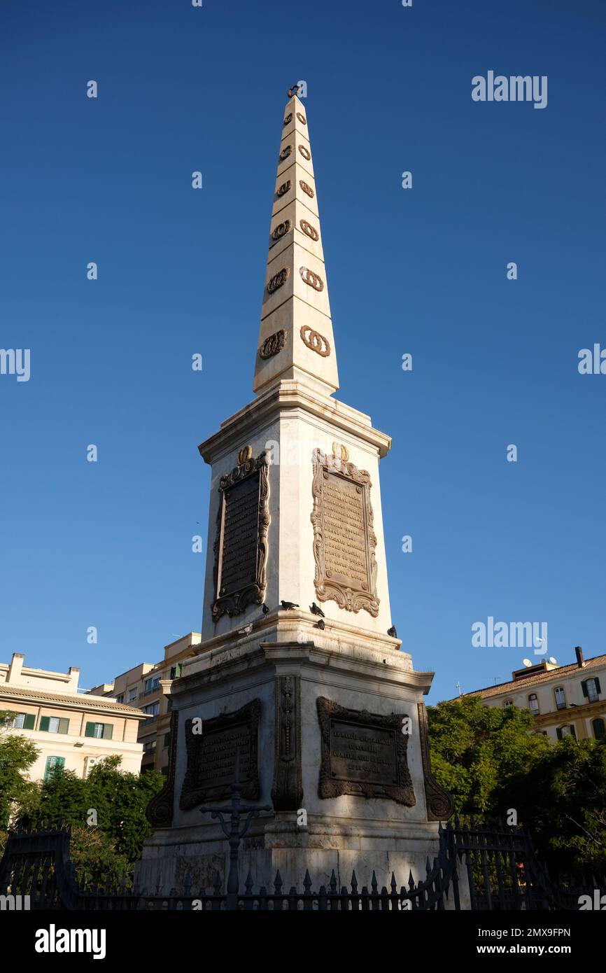 Monumento a Torrijos In Plaza del Merced, Malaga, Spain Stock Photo