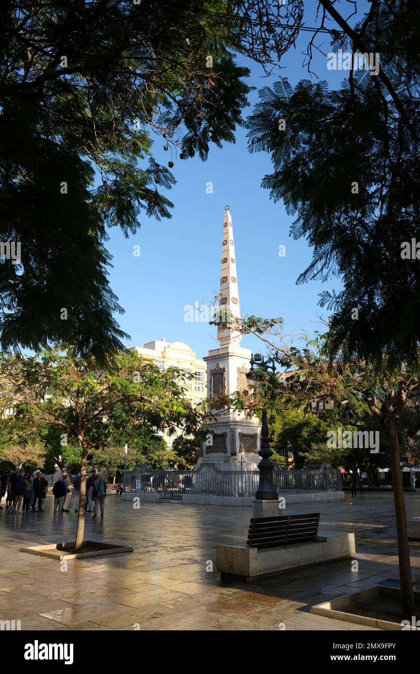 Monumento a Torrijos In Plaza del Merced, Malaga, Spain Stock Photo