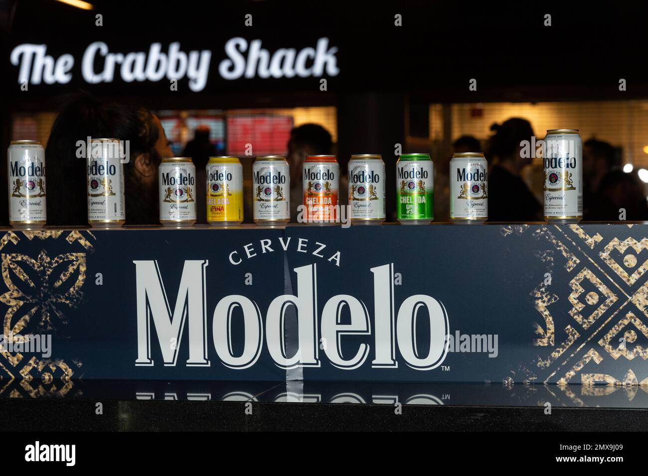 Different types of Modelo beers on display during Modelo and Brooklyn