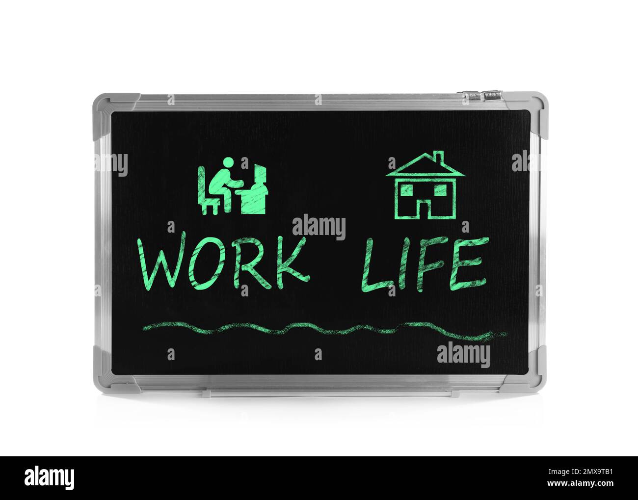 Work-life balance concept. Blackboard with drawings on white background ...