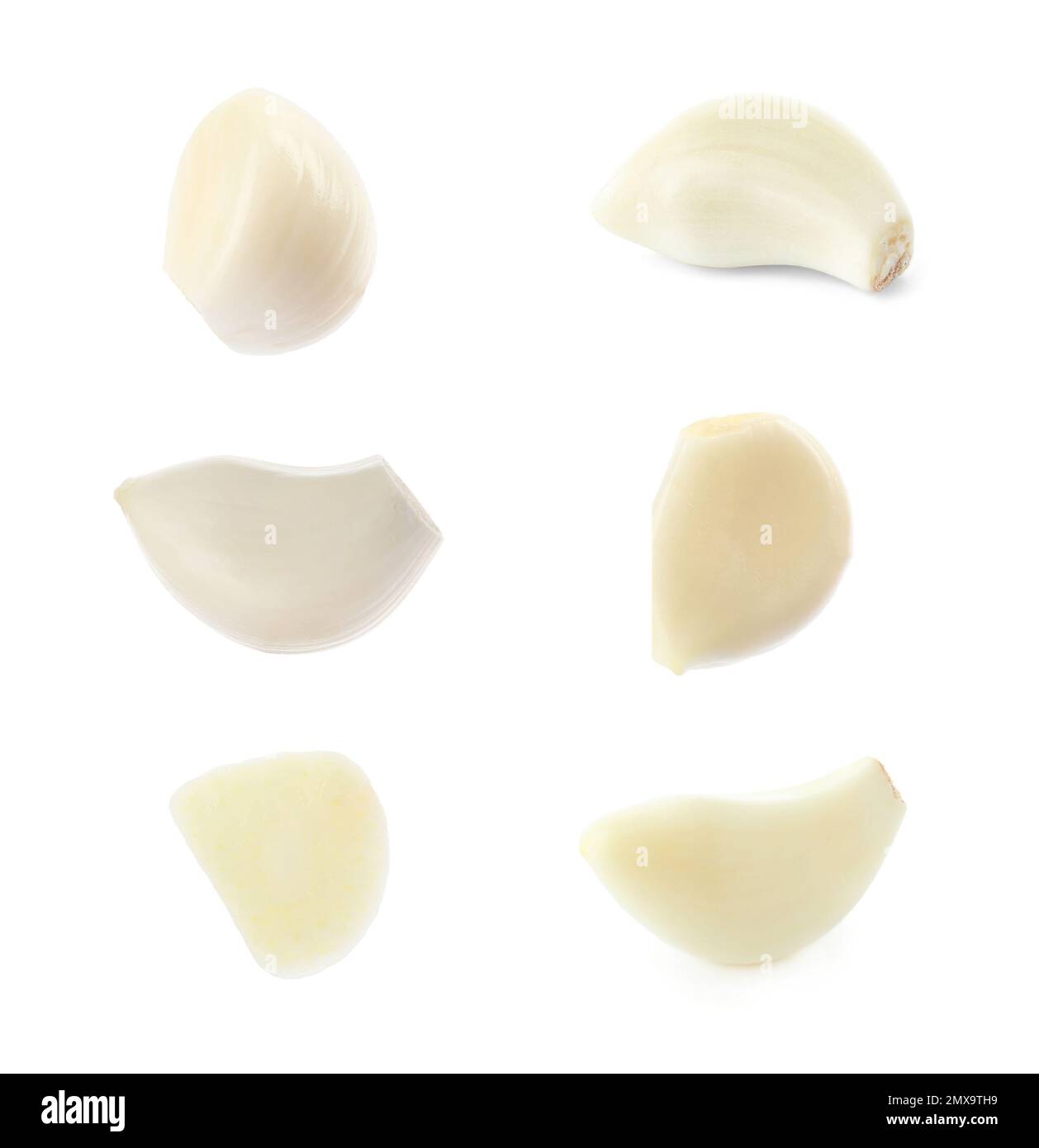Set of peeled garlic cloves on white background Stock Photo - Alamy