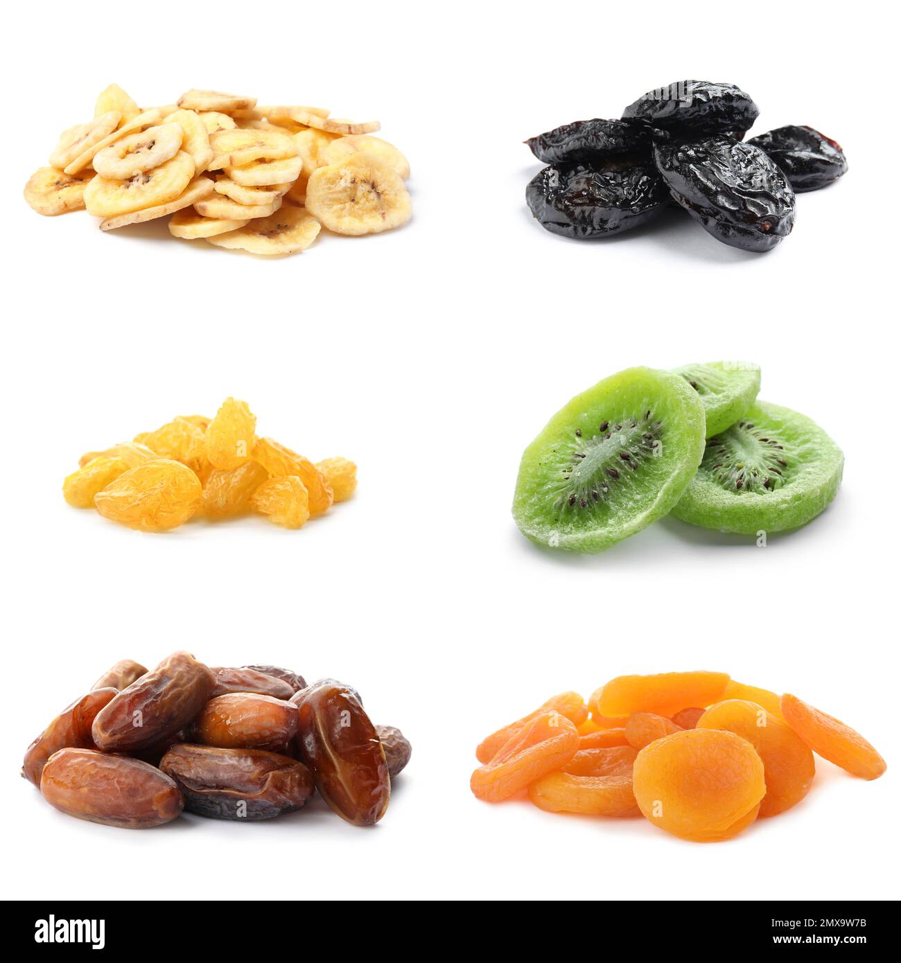Set of different dry fruits on white background Stock Photo Alamy