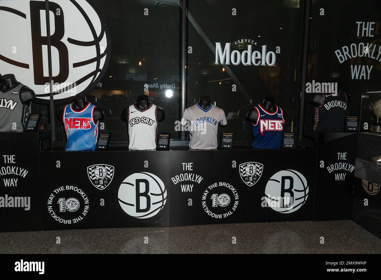 New York, United States. 30th Jan, 2023. Nets memorabilia on display at ...