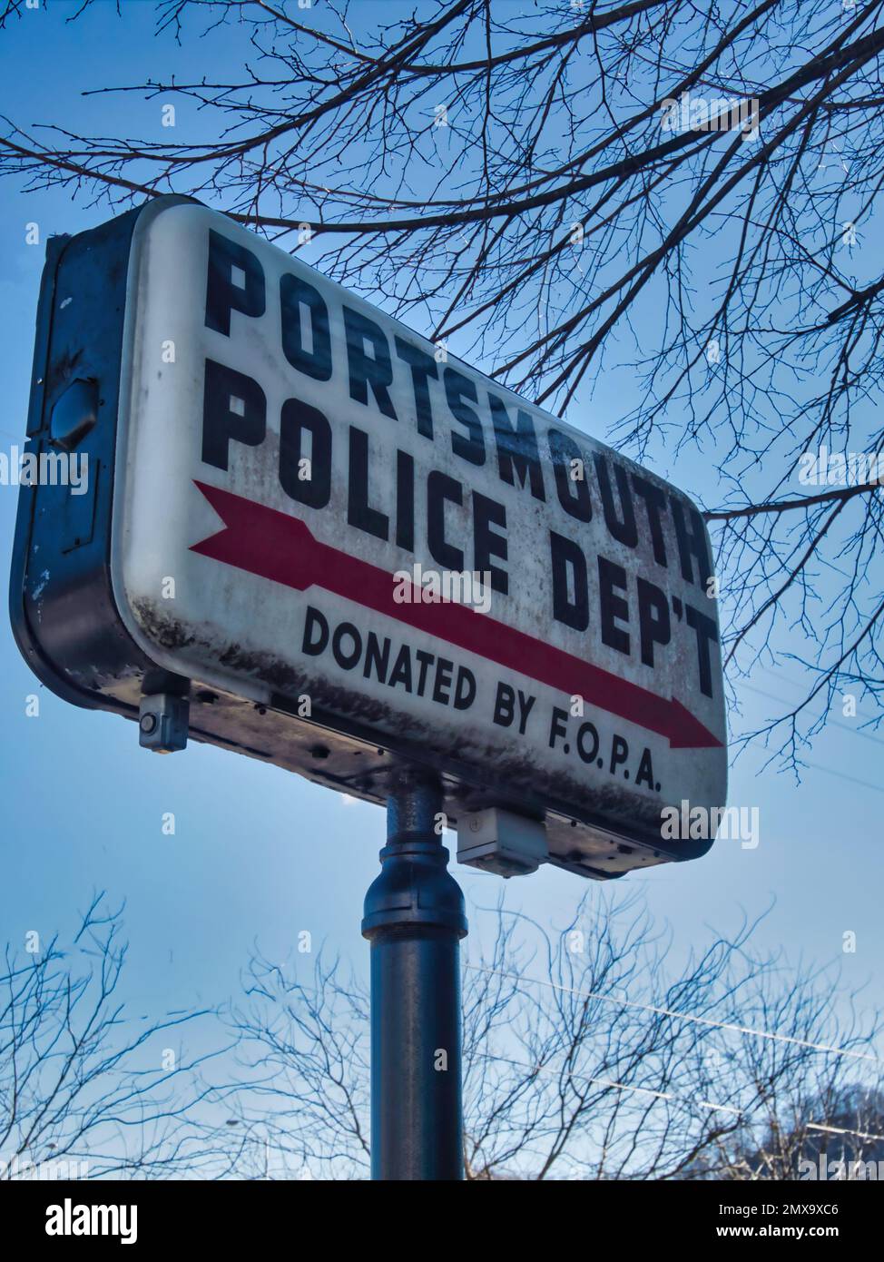 Vintage Portsmouth Ohio Police sign Stock Photo
