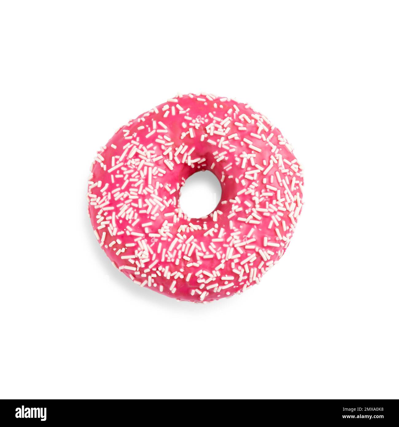 Sweet delicious glazed donut on white background, top view Stock Photo ...
