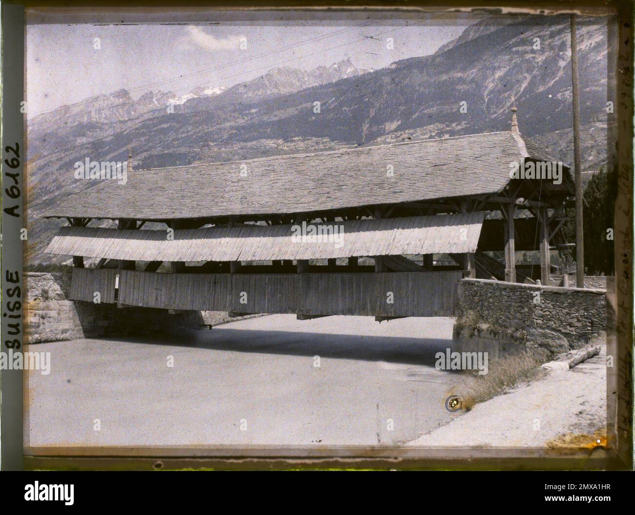Visp, Swiss the covered bridge over the Visp , 1912 Switzerland
