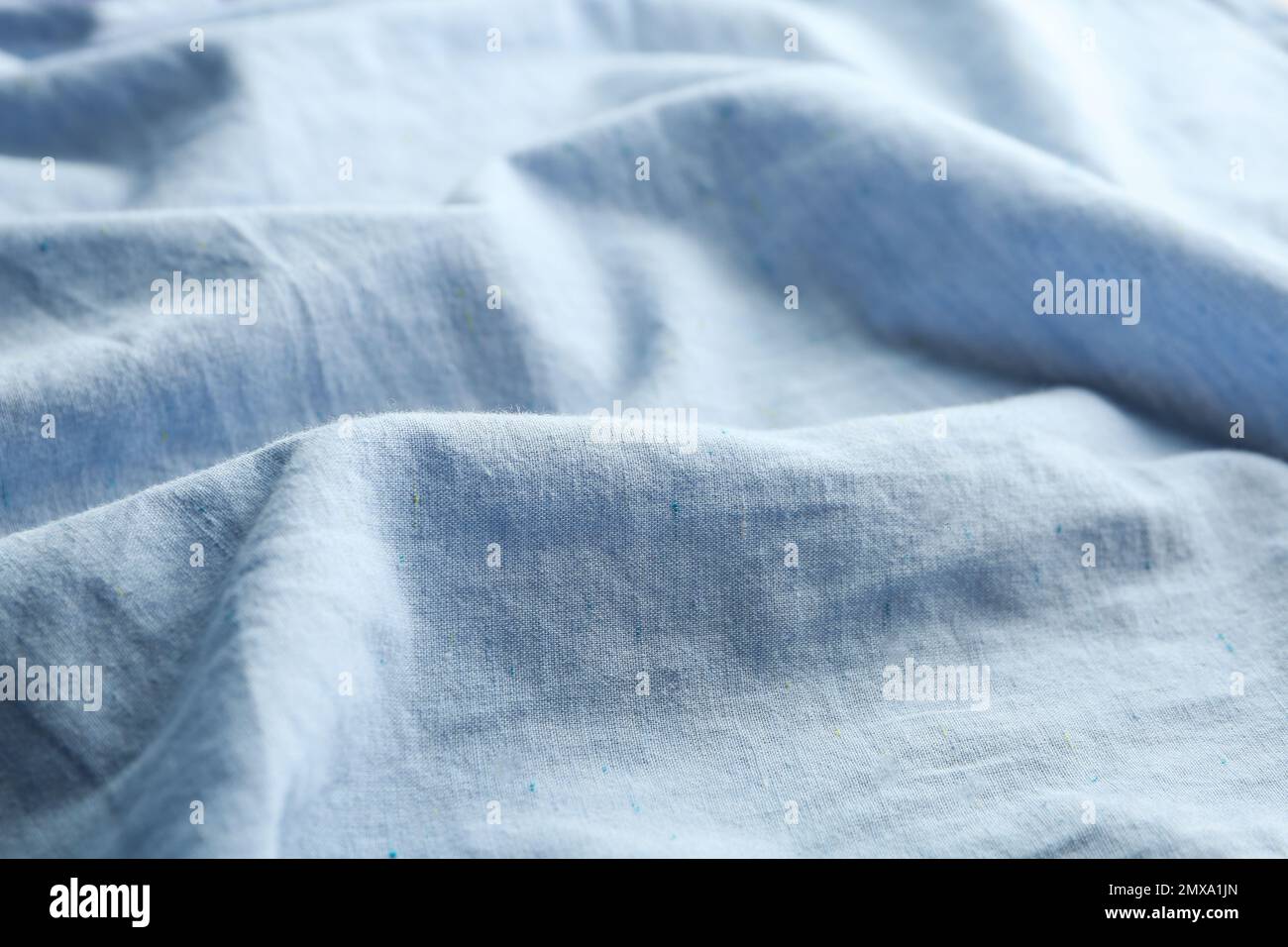 Texture of light blue fabric as background, closeup Stock Photo