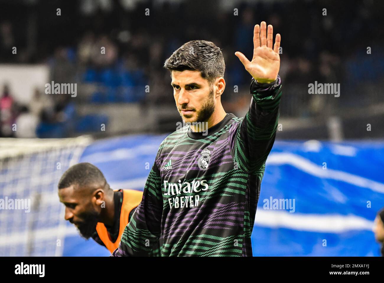 MADRID, SPAIN - FEBRUARY 2: Marco Asensio of Real Madrid CF in the warm up of the match between Real Madrid CF and Valencia CF of La Liga Santander on February 2, 2022 at Santiago Bernabeu of Madrid, Spain. (Photo by Samuel Carreño/ PX Images) Stock Photo