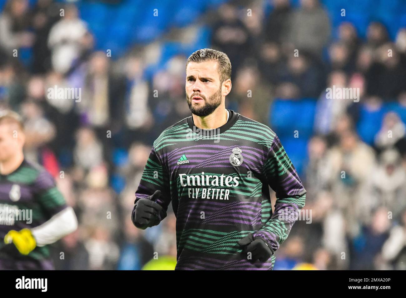MADRID, SPAIN - FEBRUARY 2: Nacho Fernandez of Real Madrid CF in the warm up of the match between Real Madrid CF and Valencia CF of La Liga Santander on February 2, 2022 at Santiago Bernabeu of Madrid, Spain. (Photo by Samuel Carreño/ PX Images) Stock Photo
