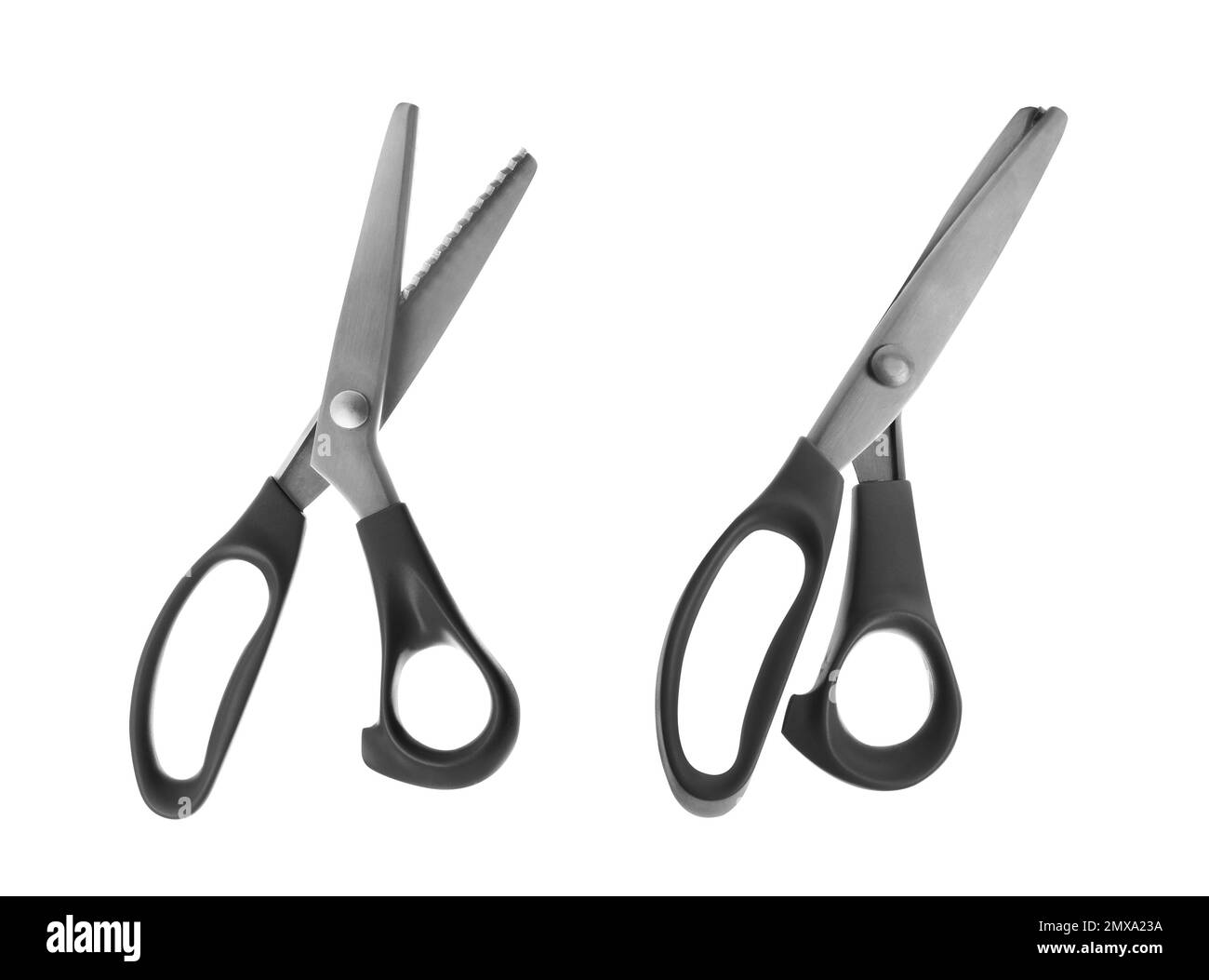 Sharp sewing scissors on white background, top view Stock Photo Alamy