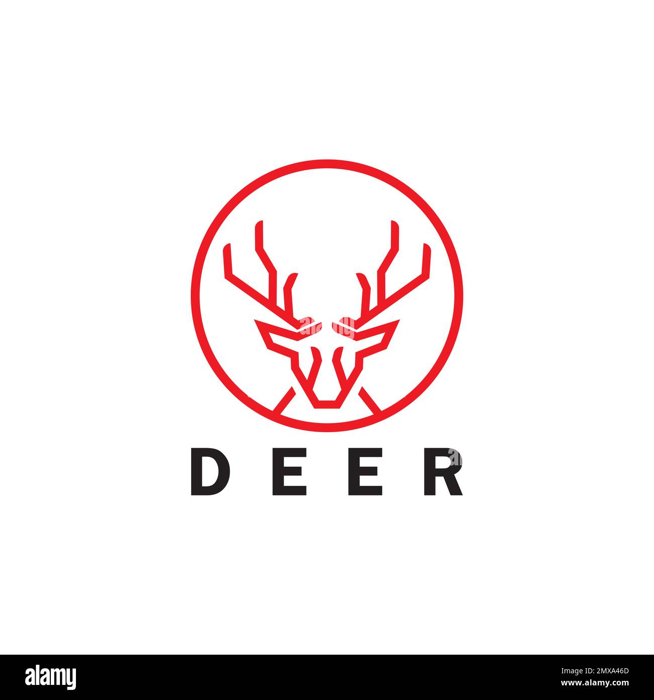 Deer monoline logo design vector template Stock Vector