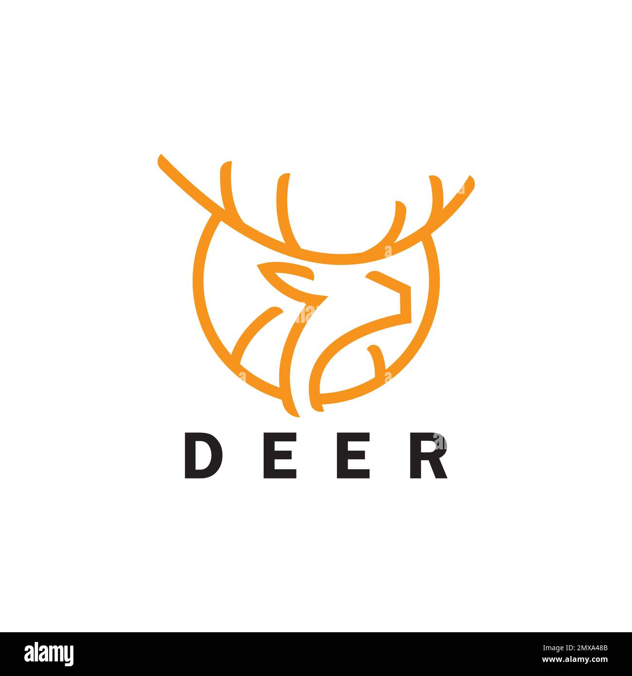 Deer monoline logo design vector template Stock Vector