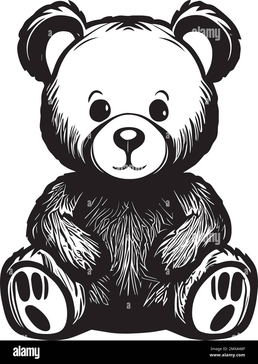 Cute Stuffed Teddy Bear Logo Design Stock Vector