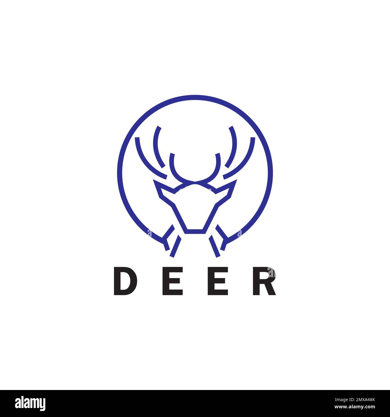 Deer monoline logo design vector template Stock Vector