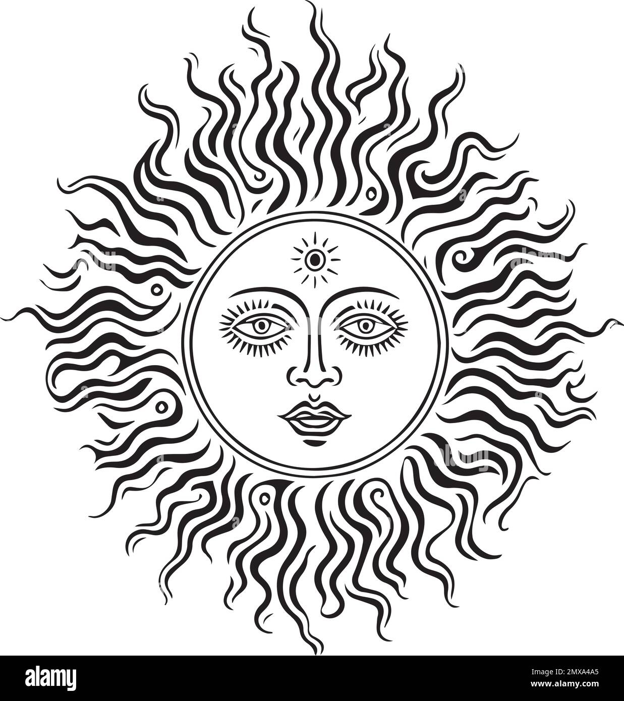 Sun Face Outline Icon Logo Stock Vector Image & Art - Alamy