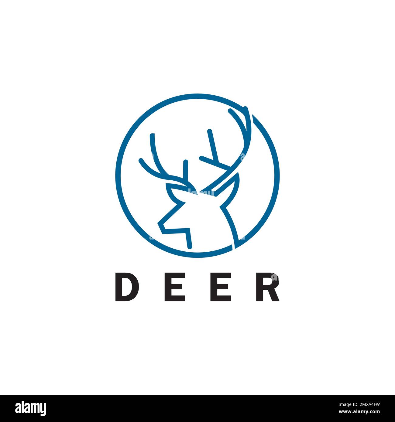 Deer monoline logo design vector template Stock Vector