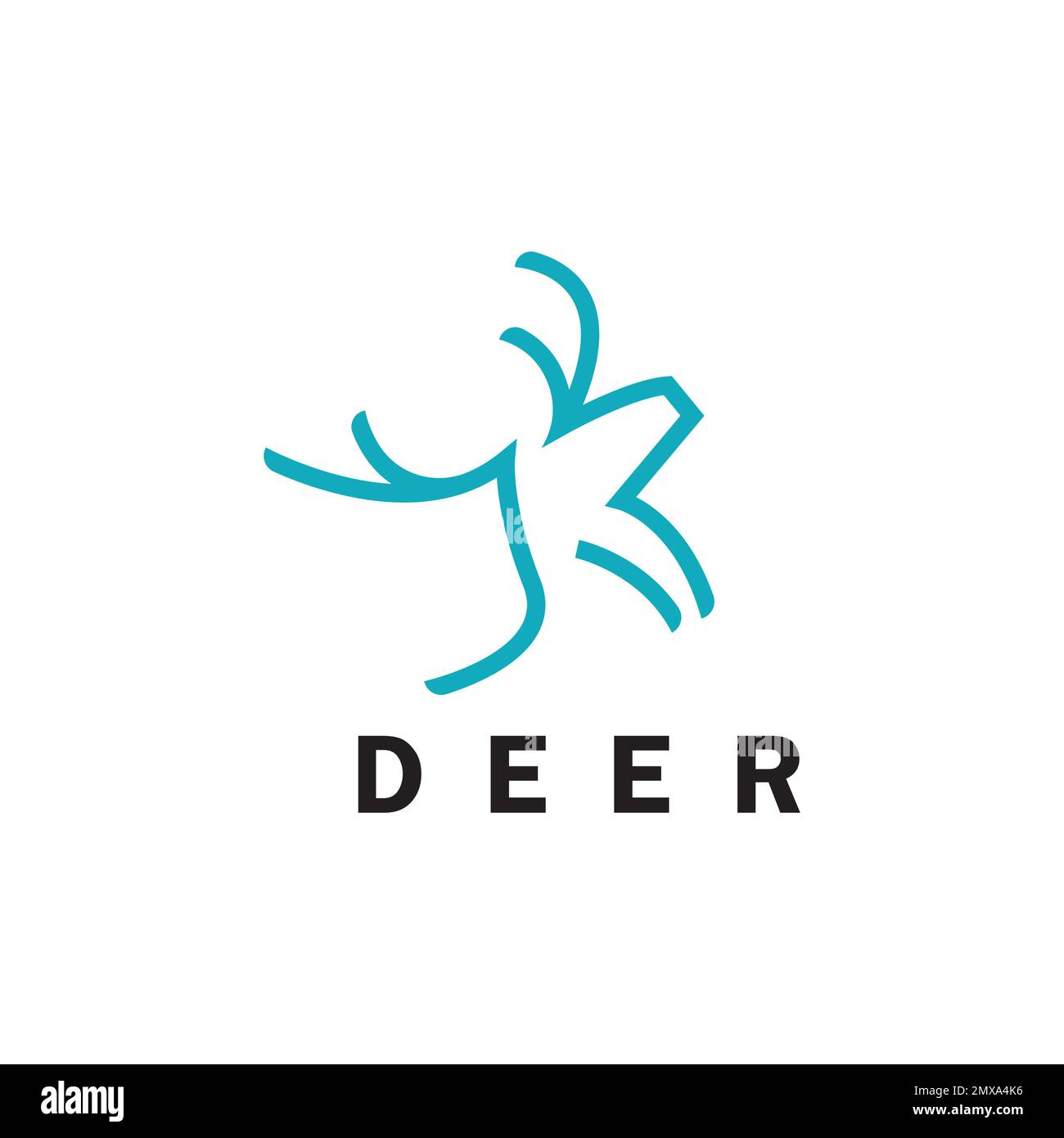 Deer monoline logo design vector template Stock Vector