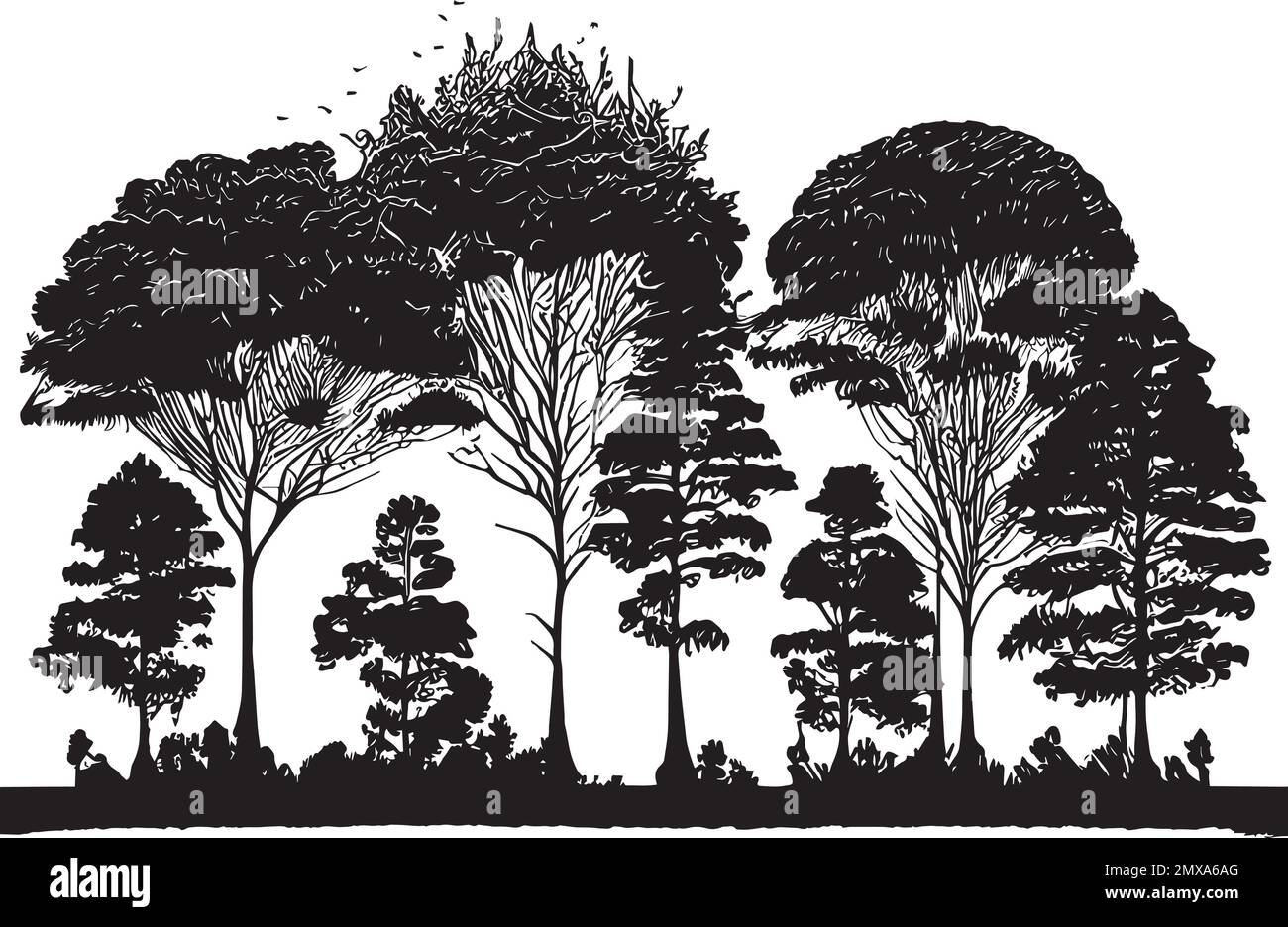 Trees Silhouette Black Color Logo Stock Vector Image & Art - Alamy