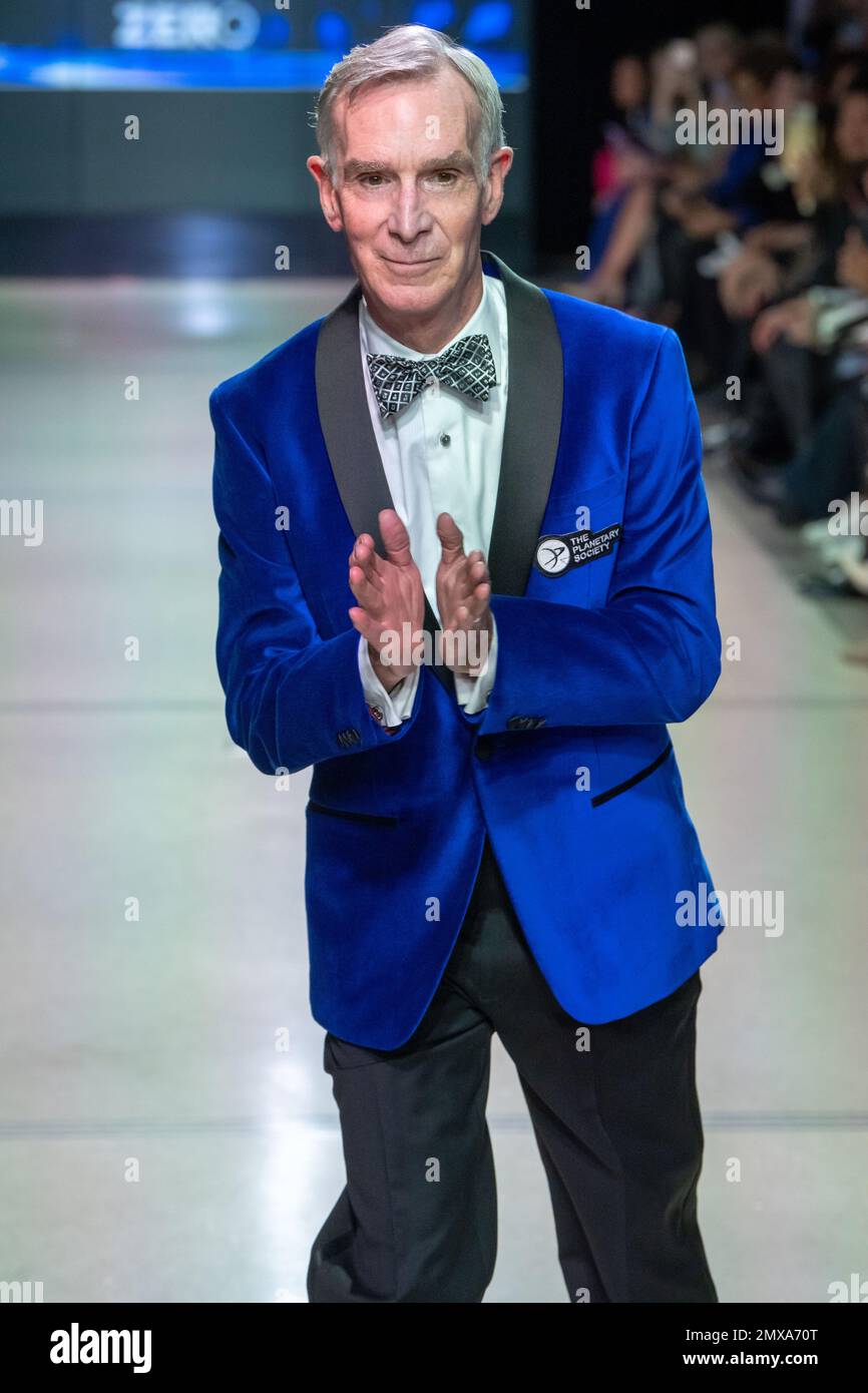 NEW YORK, NEW YORK FEBRUARY 01 Bill Nye walks the runway wearing