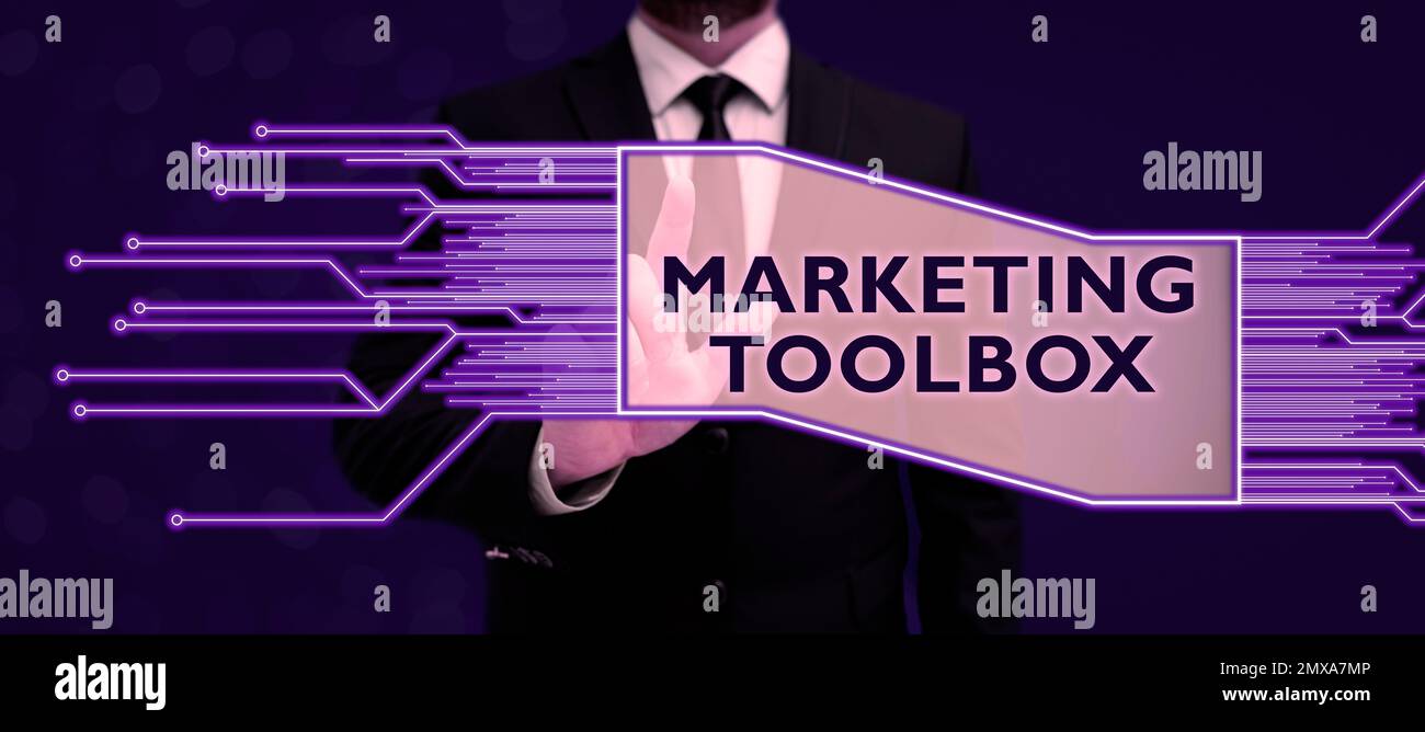 Handwriting text Marketing Toolbox. Business showcase Means in promoting a  product or services Automation Stock Photo - Alamy