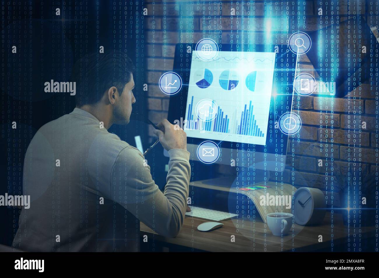 Professional programmer working with computer in office Stock Photo - Alamy