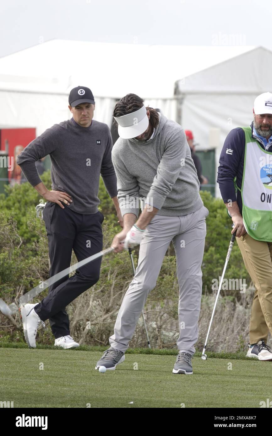 Pebble Beach, CA, USA. 2nd Feb, 2023. Jake Owen, drives to the 5th hole