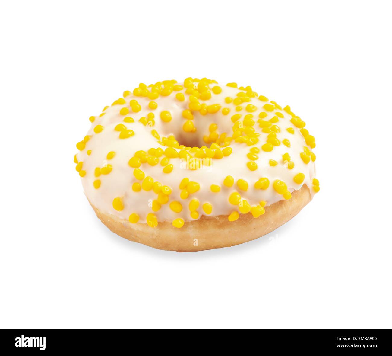 Sweet delicious glazed donut on white background Stock Photo - Alamy